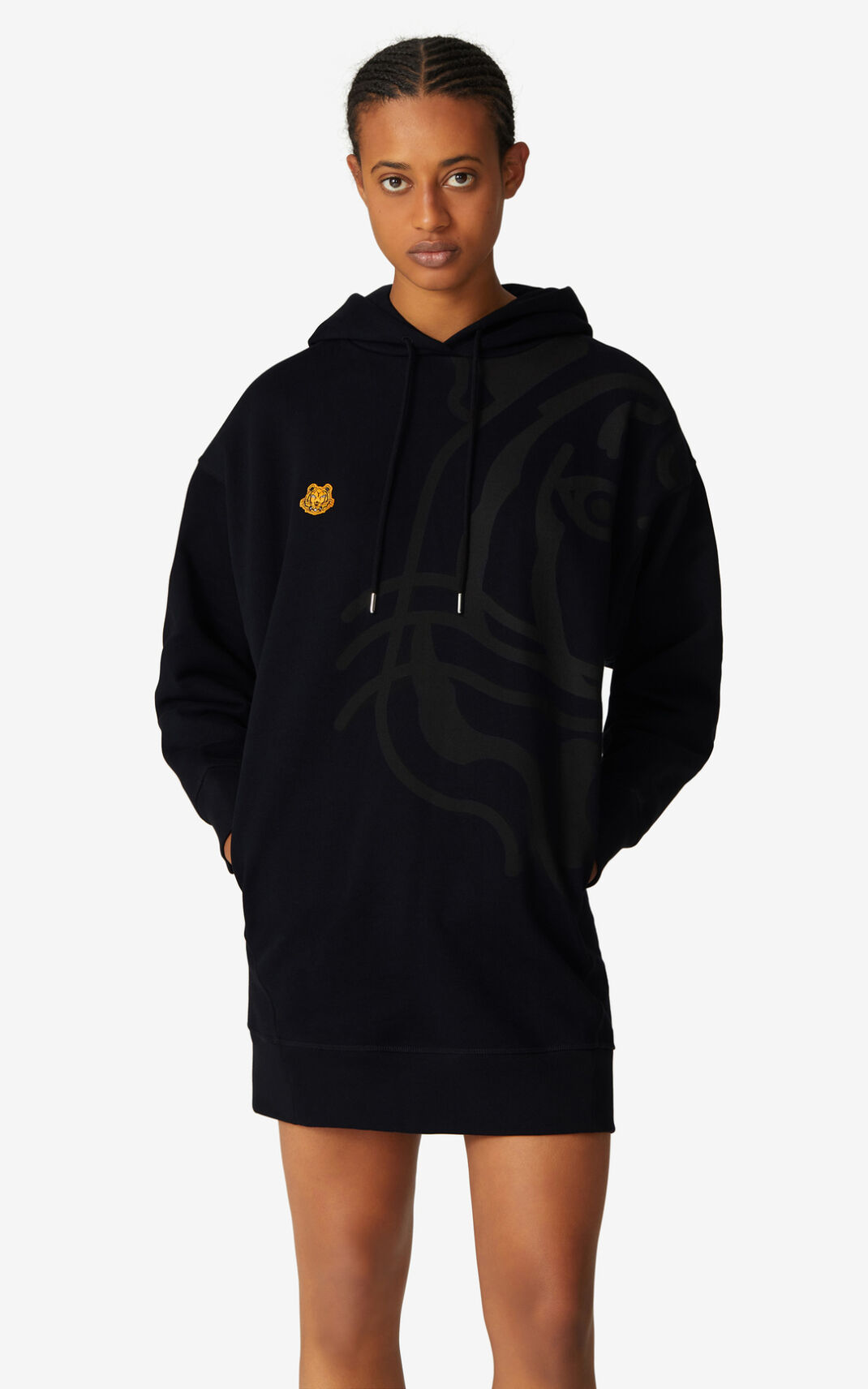 Kenzo K Tiger oversized hooded sweatshirt Haljine Ženske - Crne - Hrvatska GDNAYT719